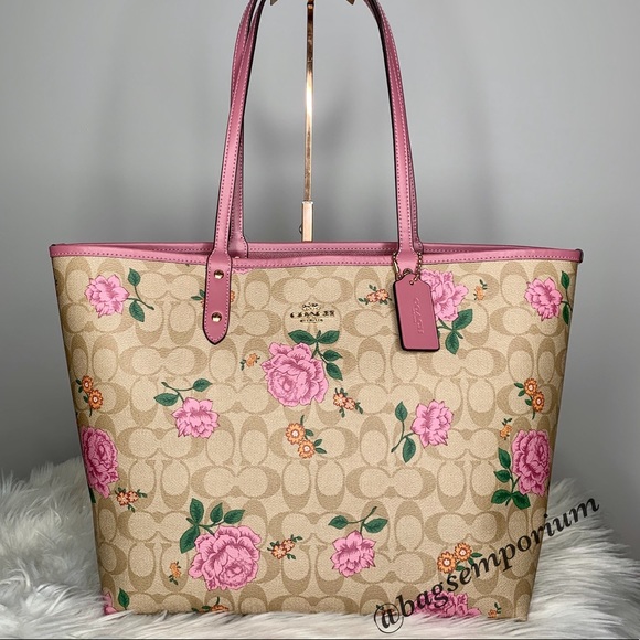coach reversible tote bag pink